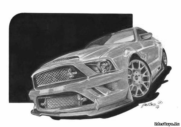 Нарисованный карандашом автомобиль
