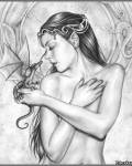 Картинки, рисунки дракон и девушка